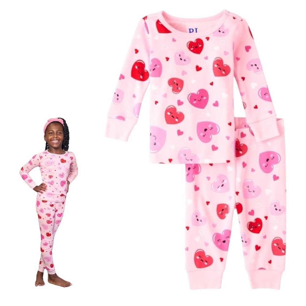 NWOT The Children's Place Baby And Toddler Girls Heart Pajama Set Snug Fit 6X/7